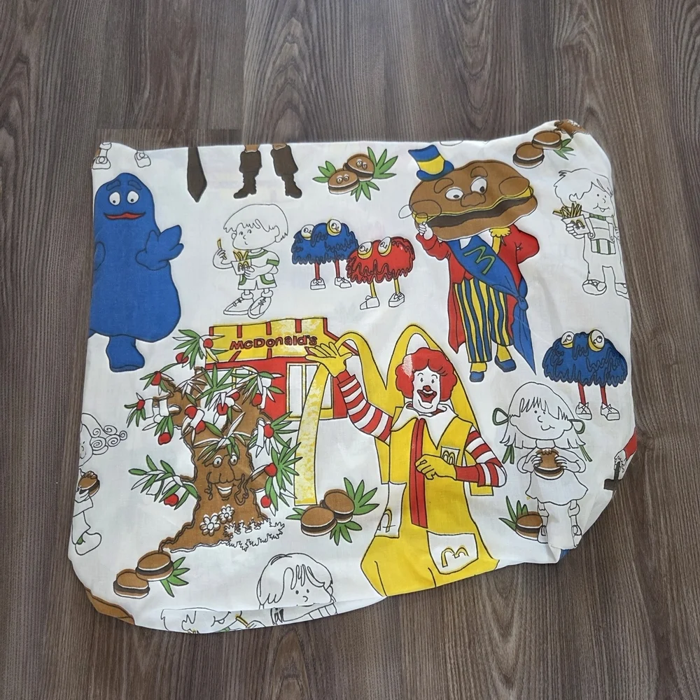 Vintage 1976 McDonald's Twin Size Fitted Sheets And Flat Sheet.